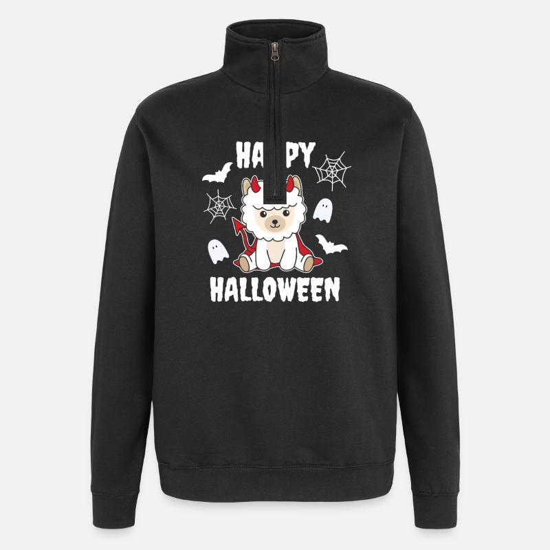 Costume de diable d'Halloween en alpaga - Sweat à zip 1/4 - noir