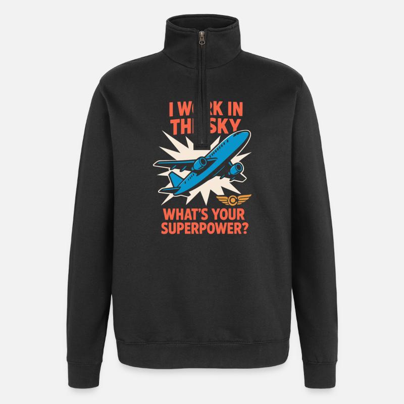 Flugbegleiter Kabinencrew Leben Luftfahrt - Quarter-Zip-Sweatshirt - Schwarz