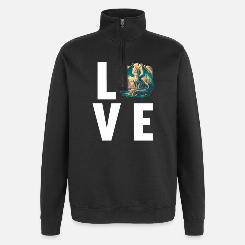 Dragon Dragon - Quarter-Zip Sweatshirt - black