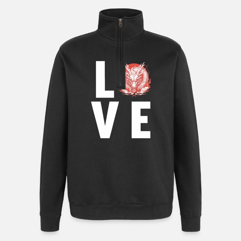Drachen Drache - Quarter-Zip-Sweatshirt - Schwarz
