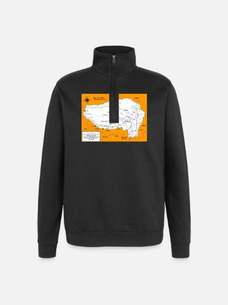 Historical Map of Tibet 1914 - 1950 - Quarter-Zip Sweatshirt - black
