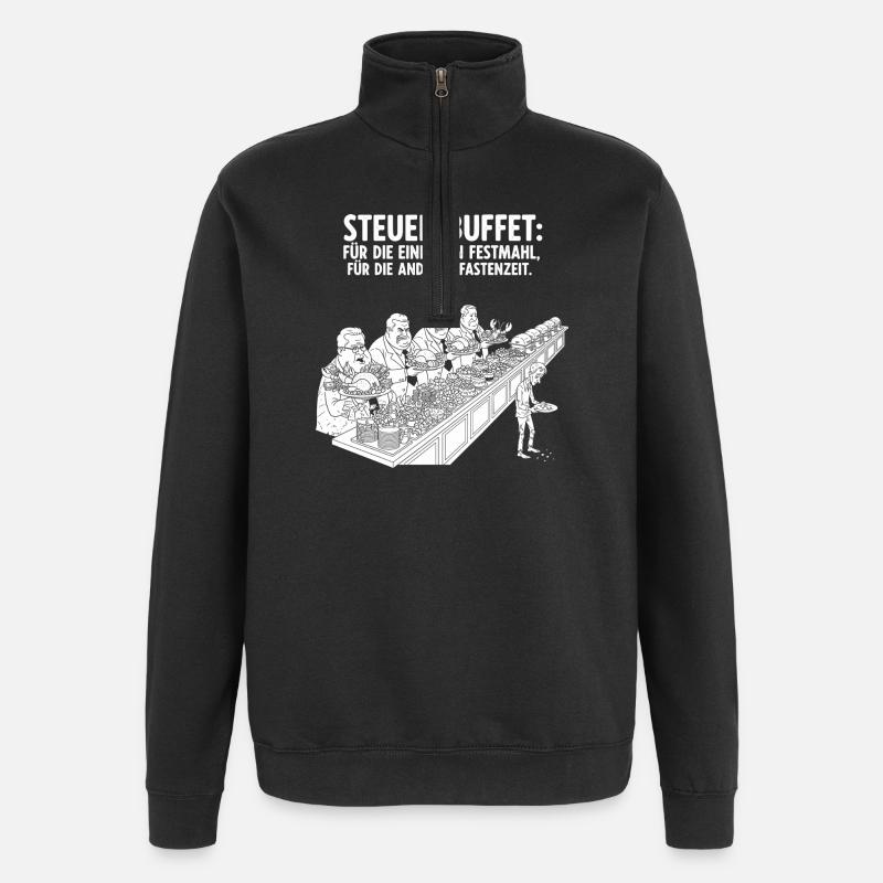 Steuer-Buffet - Quarter-Zip-Sweatshirt - Schwarz