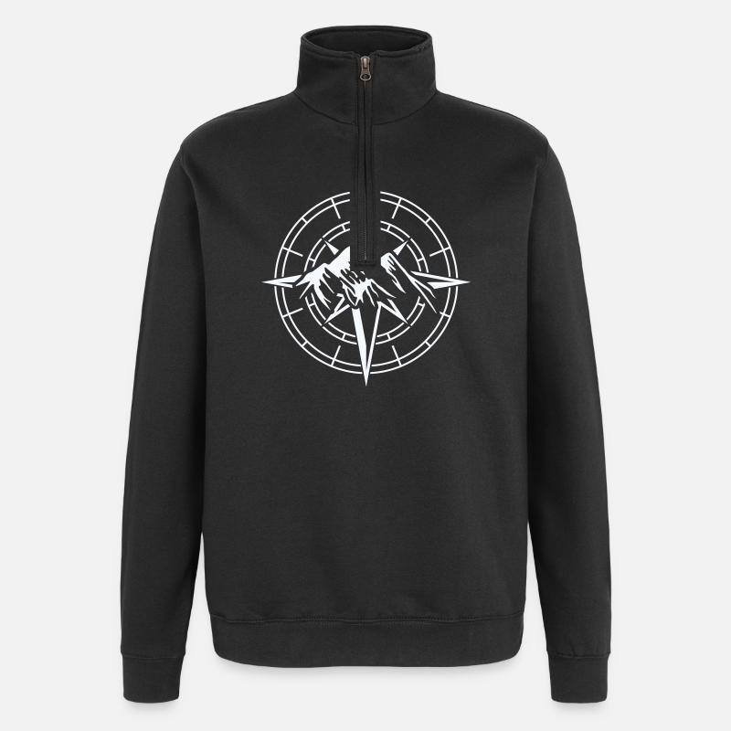 Abenteuer Kompass Design - Quarter-Zip-Sweatshirt - Schwarz