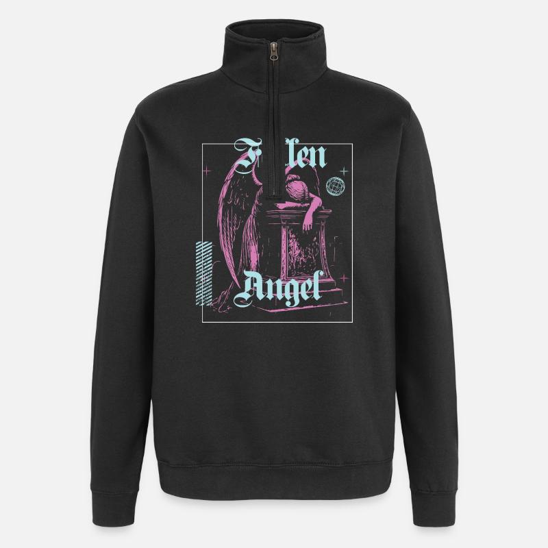 Illustration d'ange céleste - Sweat à zip 1/4 - noir
