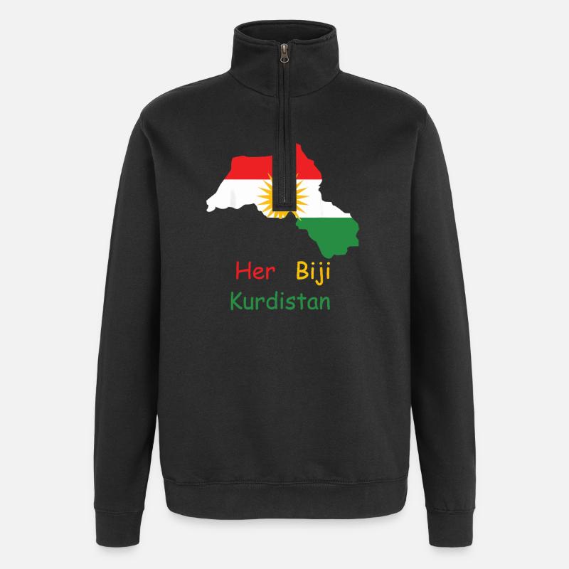 Kurdistan Flagge mit Kurdischer Sonne - Quarter-Zip-Sweatshirt - Schwarz