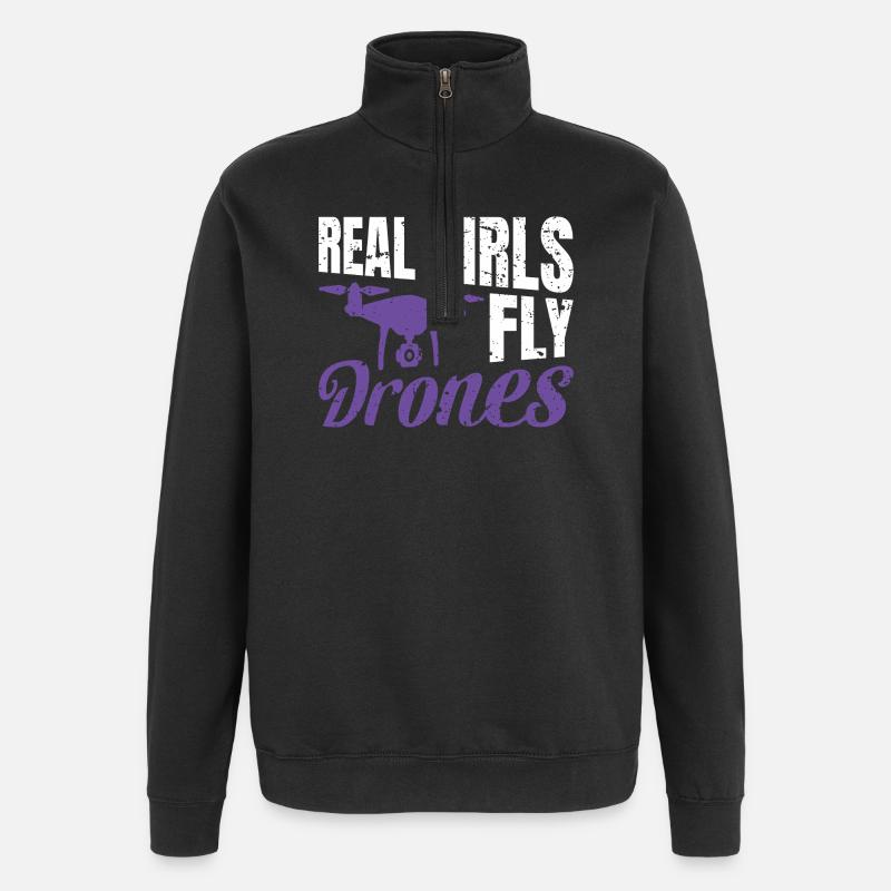 Les vraies filles pilotent des drones - Sweat à zip 1/4 - noir
