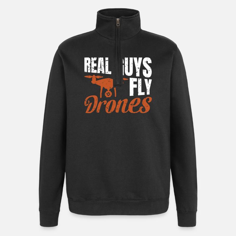 Real Guys fly Drones - Quarter-Zip Sweatshirt - black