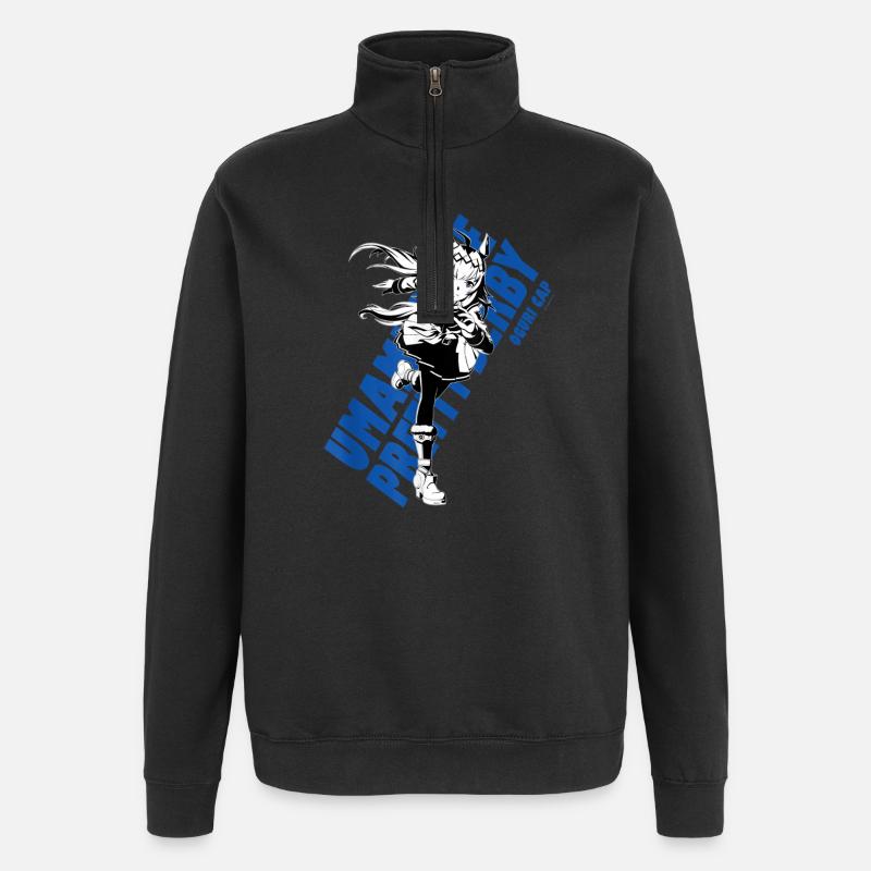 Manga-Heldin mit dynamischem Stil - Quarter-Zip-Sweatshirt - Schwarz