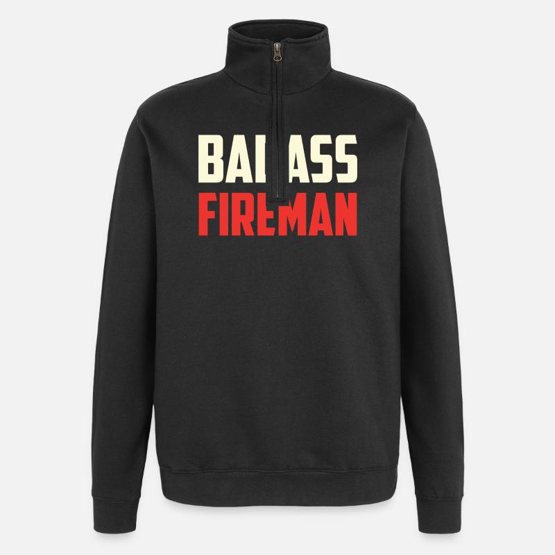 Kampflustiger Feuerwehr-Badass - Quarter-Zip-Sweatshirt - Schwarz