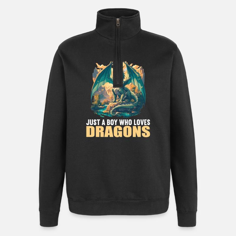 Drachen Drache - Quarter-Zip-Sweatshirt - Schwarz