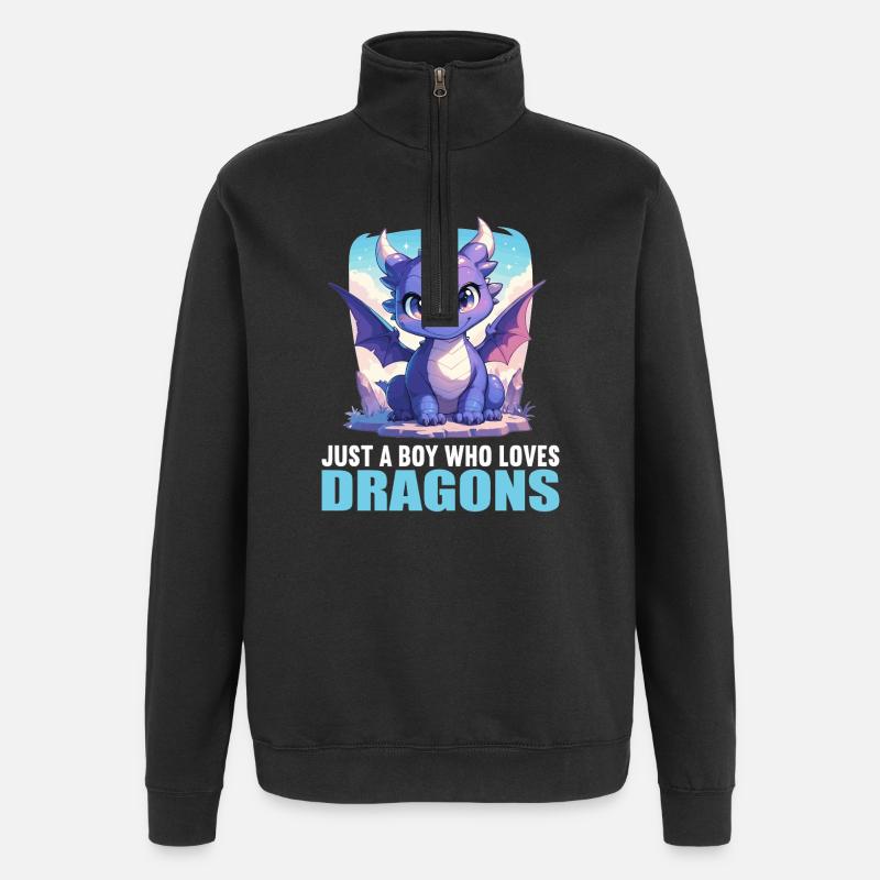 Drachen Drache - Quarter-Zip-Sweatshirt - Schwarz