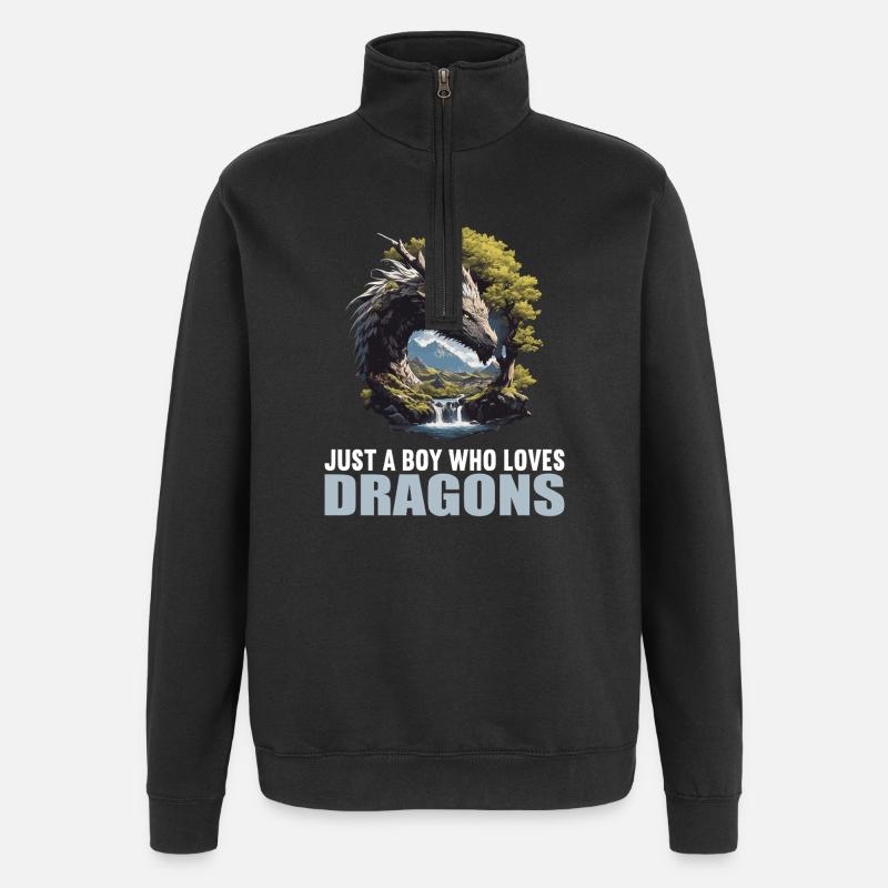 Dragon Dragon - Quarter-Zip Sweatshirt - black