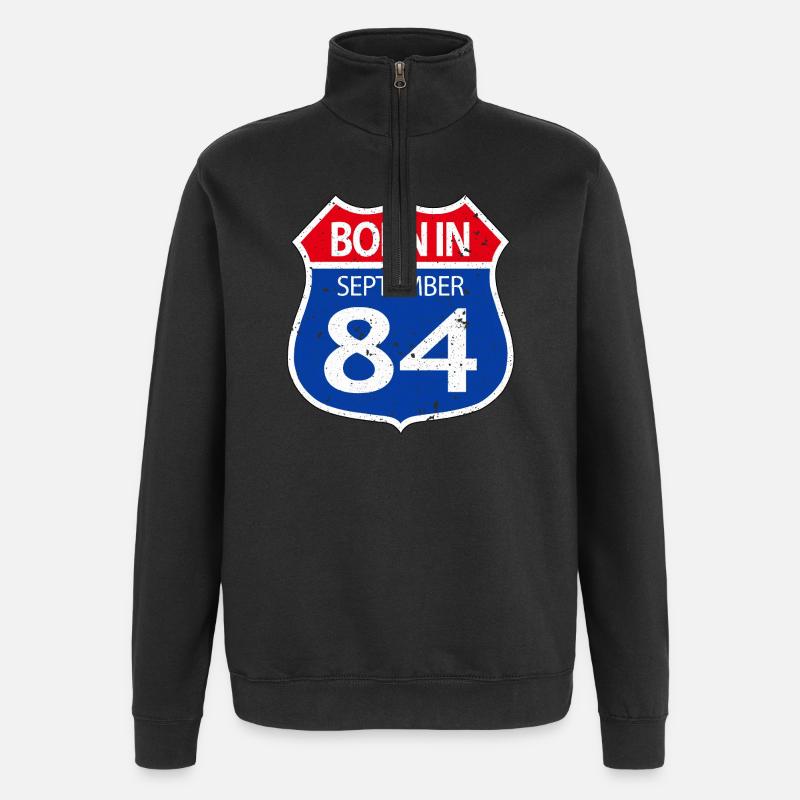 Born_in_September_84 - Quarter-Zip Sweatshirt - black