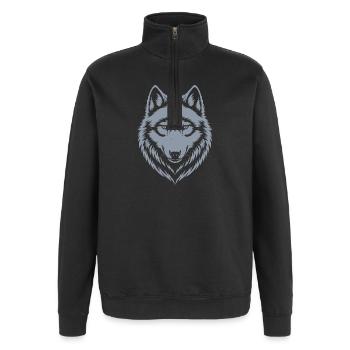 Majestätisches Wolf-Emblem-Design - Quarter-Zip-Sweatshirt - Schwarz - Vorne - AI Model Female 172 light (172cm) & AI Model Male 178 dark (178cm)