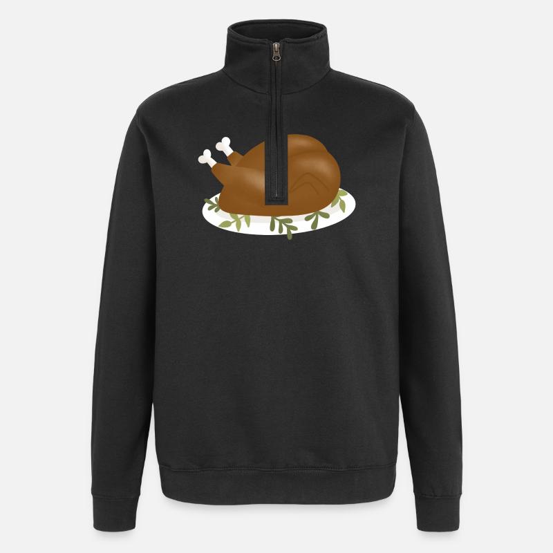 Illustration de dinde rôtie croustillante - Sweat à zip 1/4 - noir