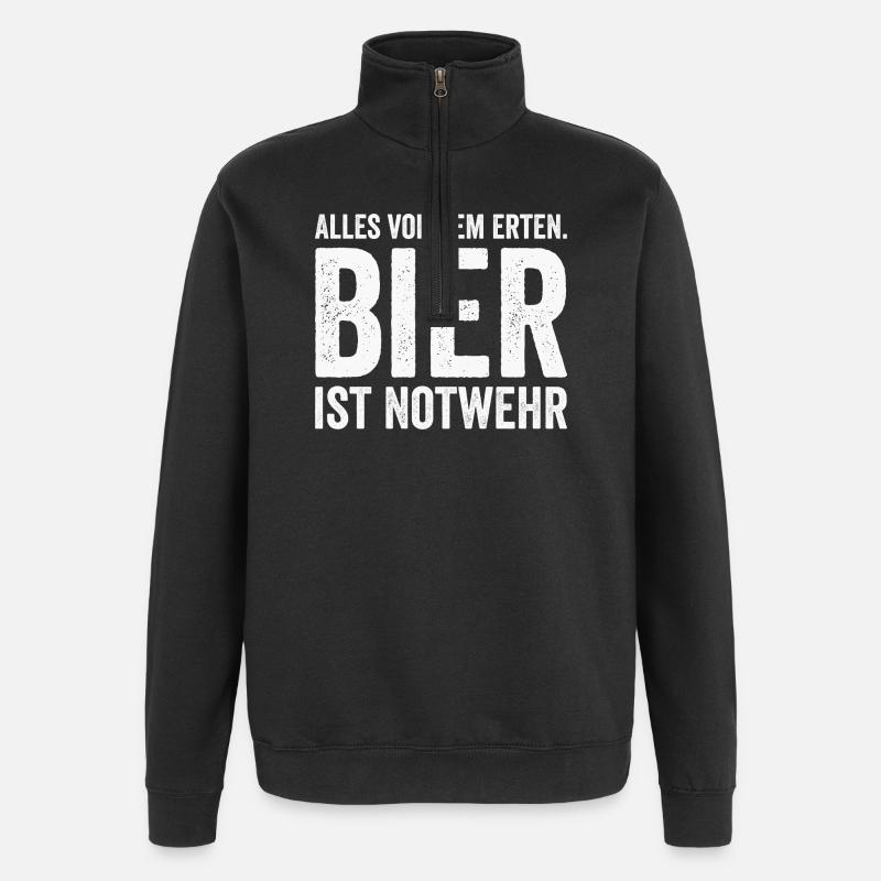 Beer is self-defense saying - Quarter-Zip Sweatshirt - black