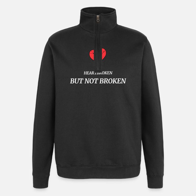 heartbroken_but_not_broken - Sweat à zip 1/4 - noir