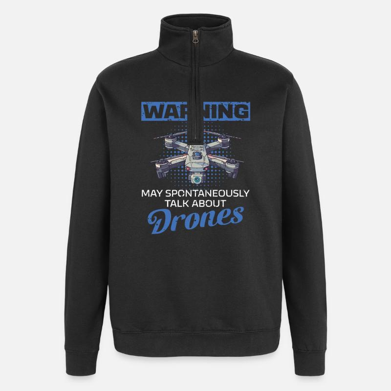 Lustige Drohne Sprüche Pilot - Quarter-Zip-Sweatshirt - Schwarz