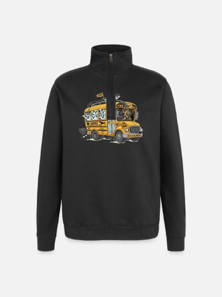 Haunted Ghost Bus Halloween Design - Quarter-Zip Sweatshirt - black