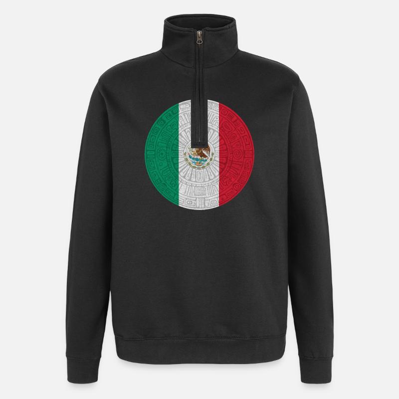 Mexikanische Flagge im Tramp-Stil - Quarter-Zip-Sweatshirt - Schwarz