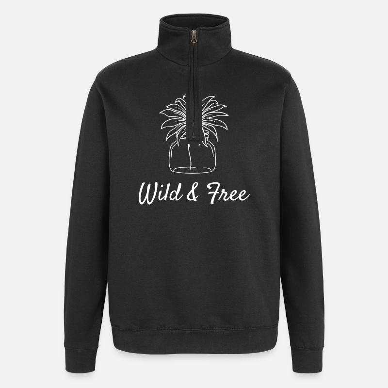 Illustration florale sauvage et gratuite - Sweat à zip 1/4 - noir