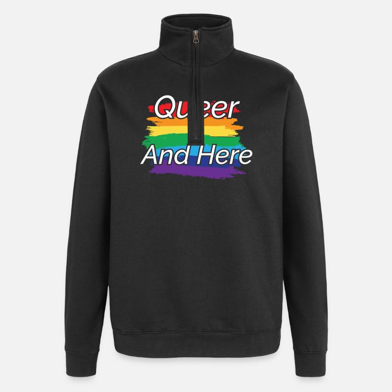 Fierté queer : design arc-en-ciel - Sweat à zip 1/4 - noir