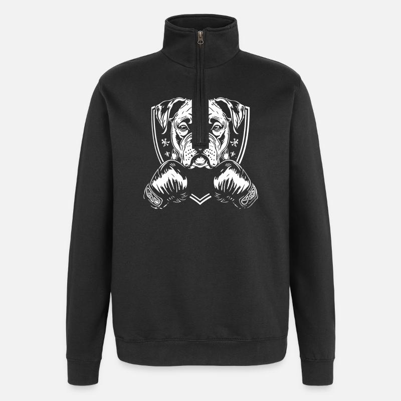 Kampfhund mit Boxhandschuhen Illustration - Quarter-Zip-Sweatshirt - Schwarz