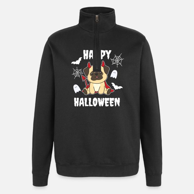 Pug Happy Halloween Devil - Quarter-Zip Sweatshirt - black