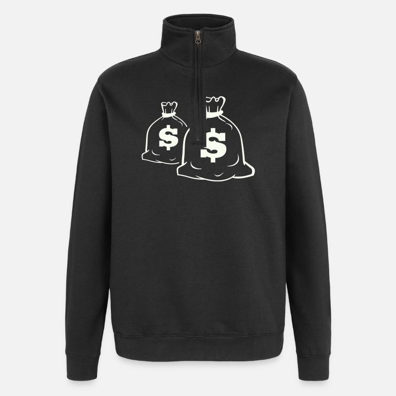 Geldsack Motiv Design - Quarter-Zip-Sweatshirt - Schwarz