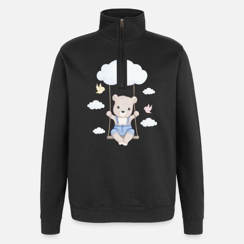 little cute bear on swing - Quarter-Zip Sweatshirt - black