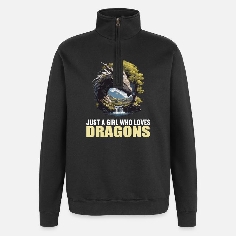 Drachen Drache - Quarter-Zip-Sweatshirt - Schwarz