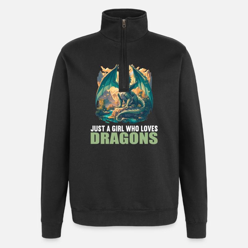 Drachen Drache - Quarter-Zip-Sweatshirt - Schwarz