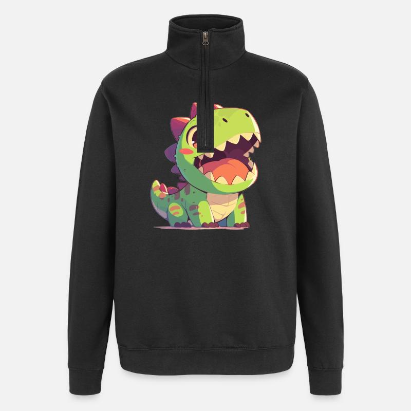 Dino Saurier Dinosaurier - Quarter-Zip-Sweatshirt - Schwarz