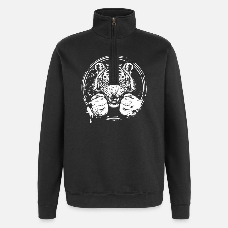 Tiger Boxer Boxing MMA - Quarter-Zip Sweatshirt - black