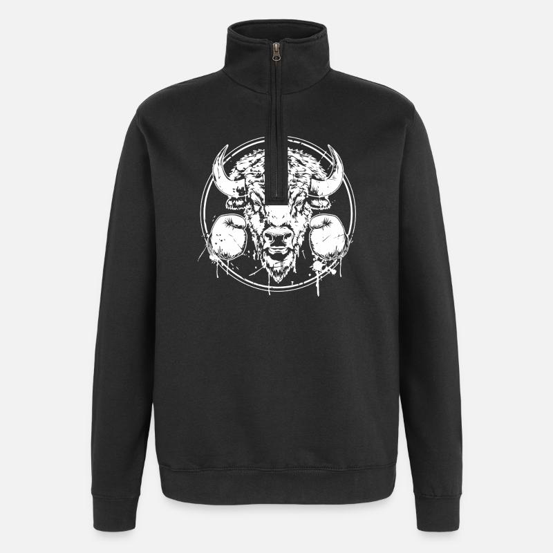 Bison Boxer Boxen MMA - Quarter-Zip-Sweatshirt - Schwarz