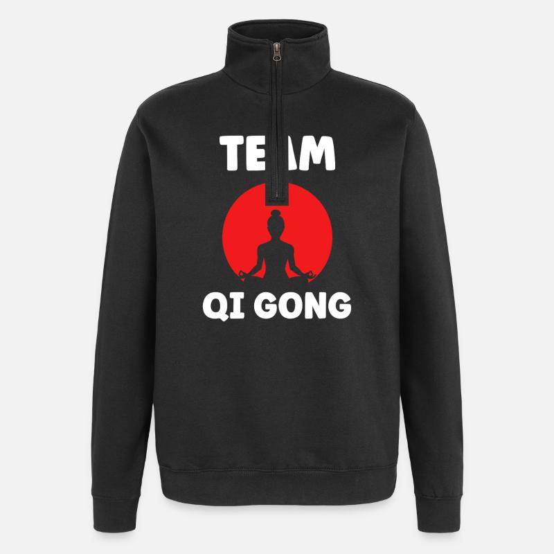 Design Qi Gong Équilibre Zen - Sweat à zip 1/4 - noir
