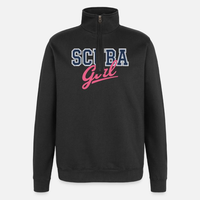Conception de fille de plongée - Sweat à zip 1/4 - noir