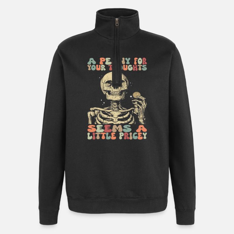 Sarcastic Skeleton Halloween Skull - Quarter-Zip Sweatshirt - black