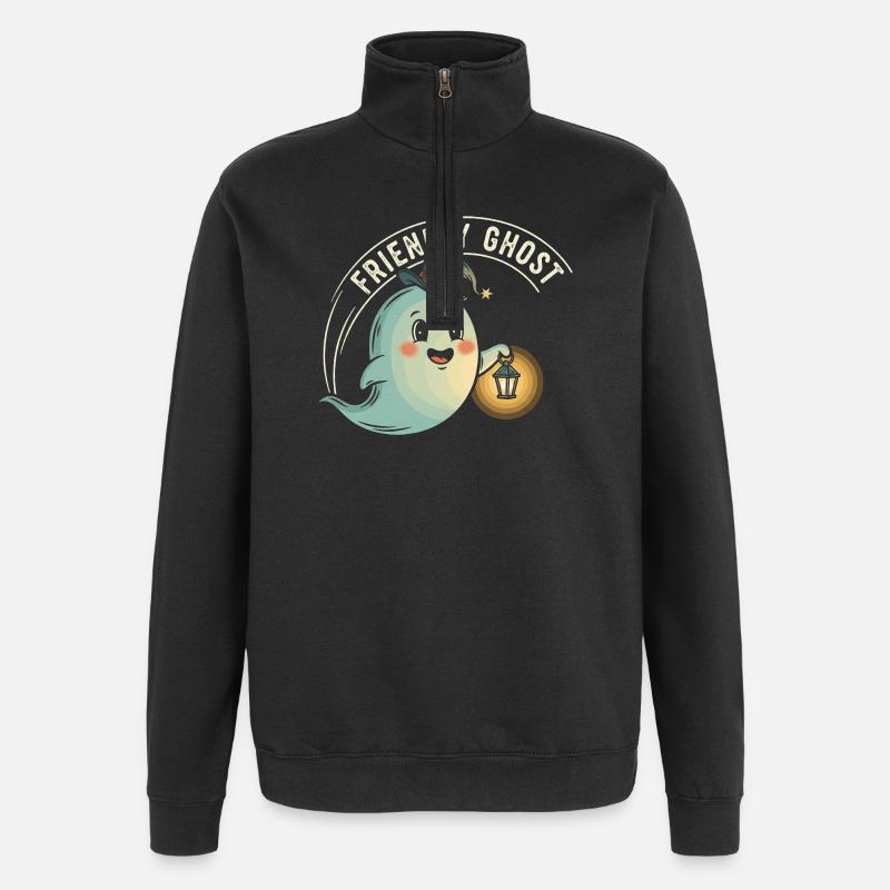 Freundlicher Geist mit Laterne - Quarter-Zip-Sweatshirt - Schwarz