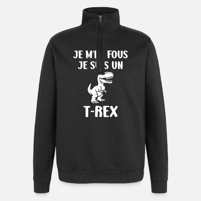 T-Rex Humourique Expression - Sweat à zip 1/4 - noir