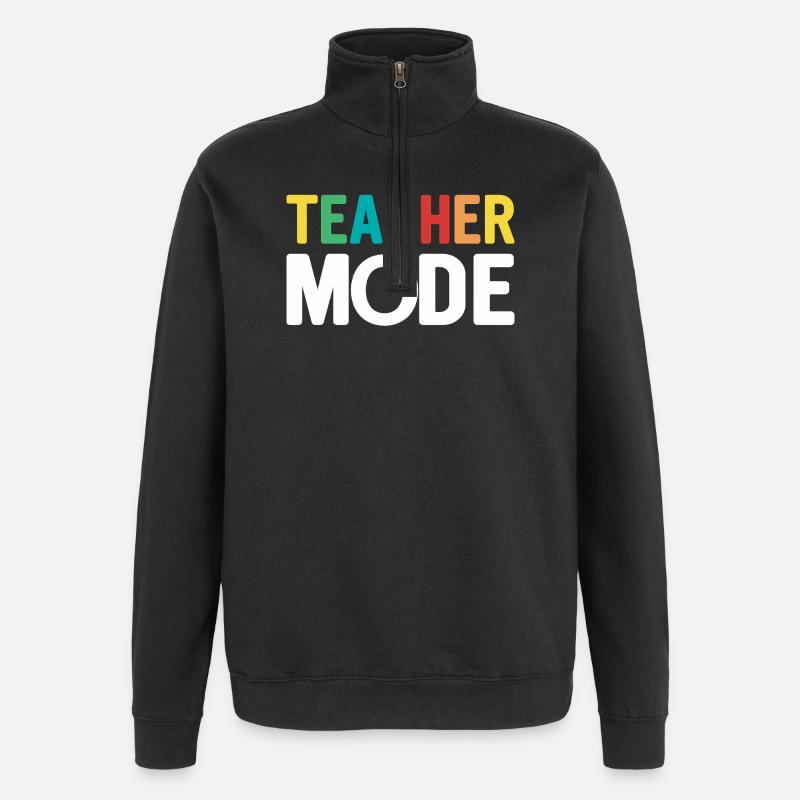 Lehrer-Design mit bunten Buchstaben - Quarter-Zip-Sweatshirt - Schwarz