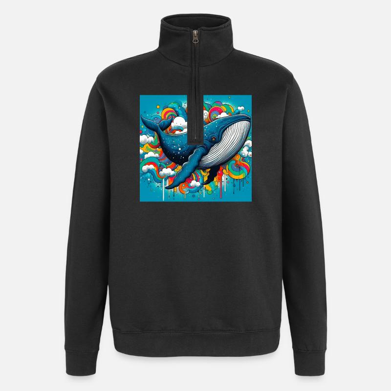 baleine - Sweat à zip 1/4 - noir