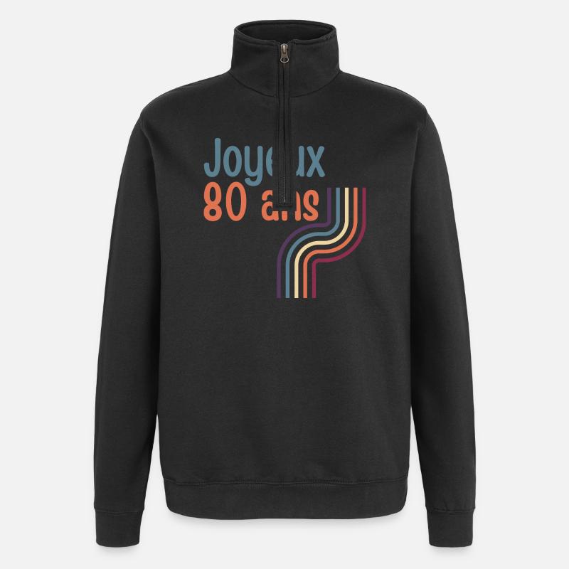 80 Year Anniversary Design Rainbow - Quarter-Zip Sweatshirt - black