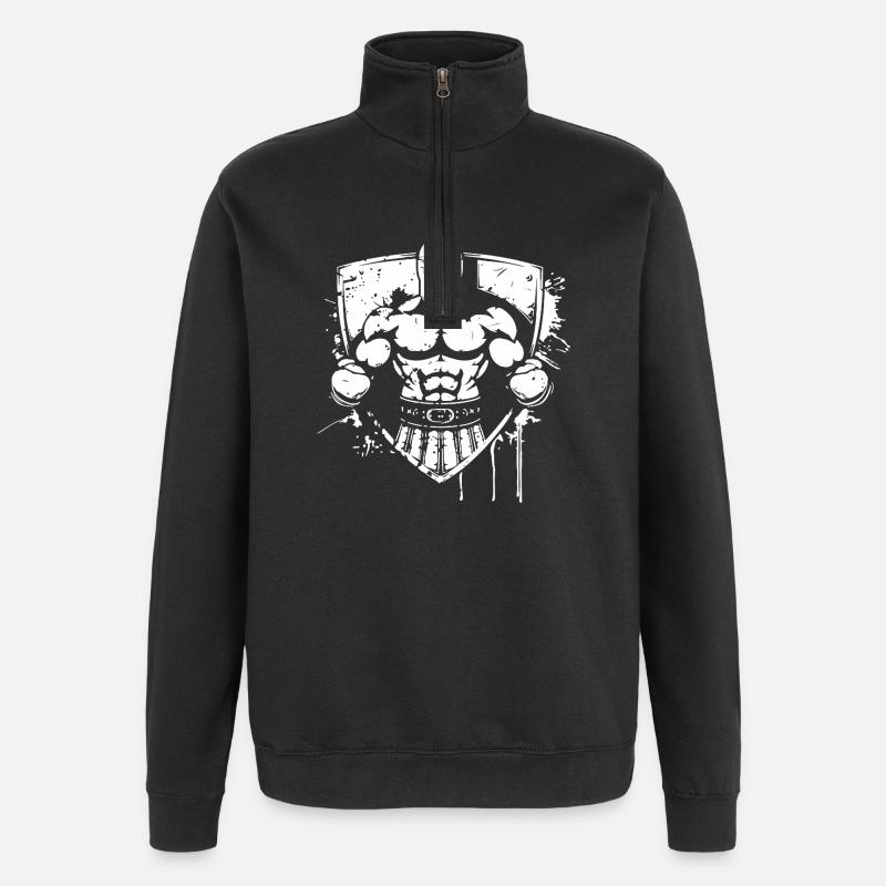 Casque de gladiateur féroce - Sweat à zip 1/4 - noir