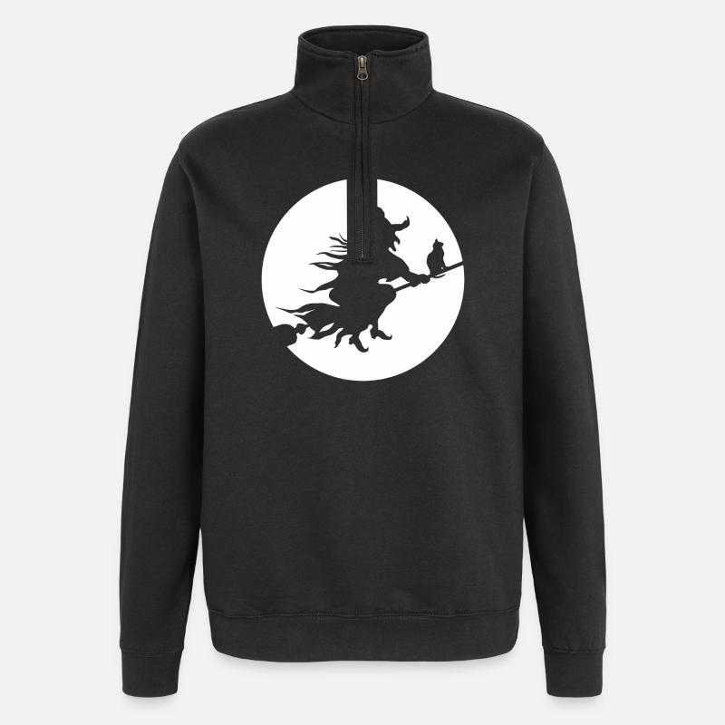 Sorcière Halloween - Sweat à zip 1/4 - noir