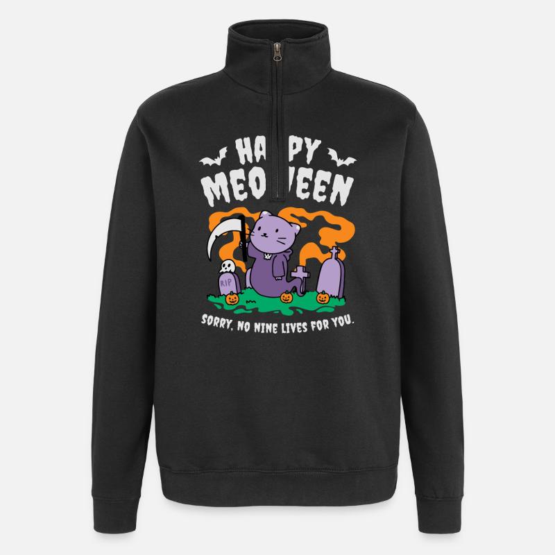 Miaouss heureux - Sweat à zip 1/4 - noir
