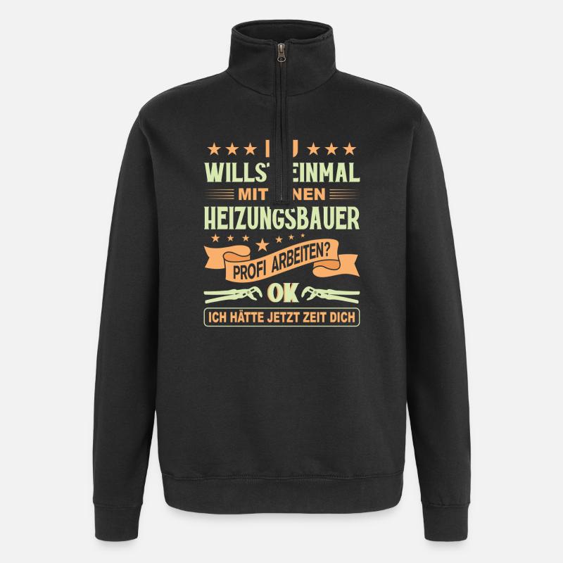 Heating Engineer Heating Construction Plumber Plumber - Quarter-Zip Sweatshirt - black