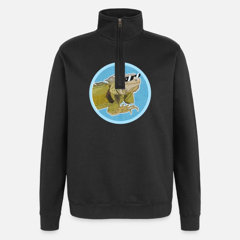 Leguan Eidechse Leguane Geschenke - Quarter-Zip-Sweatshirt - Schwarz
