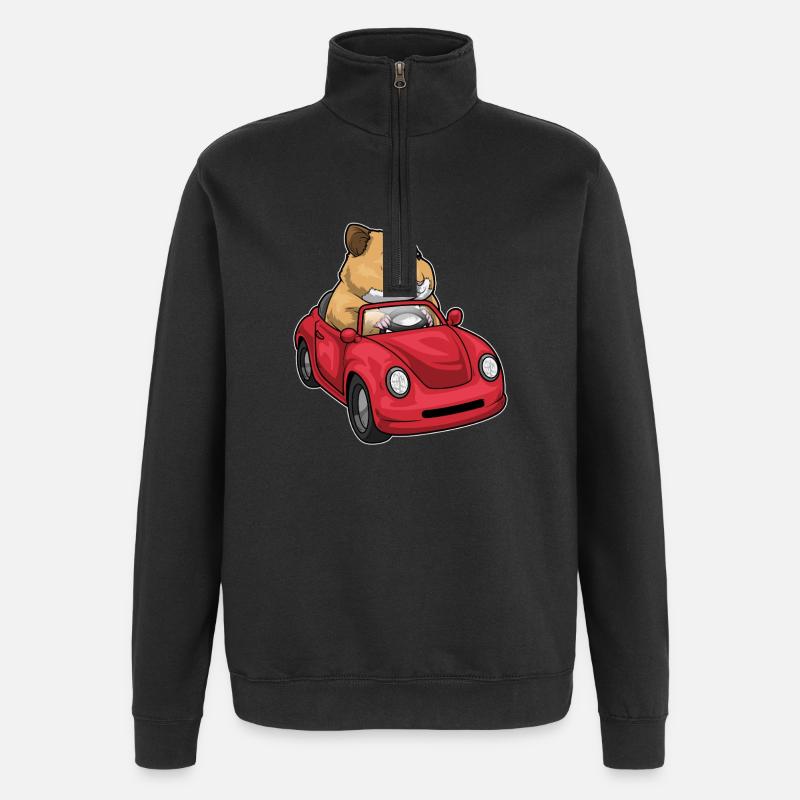 Voiture hamster - Sweat à zip 1/4 - noir