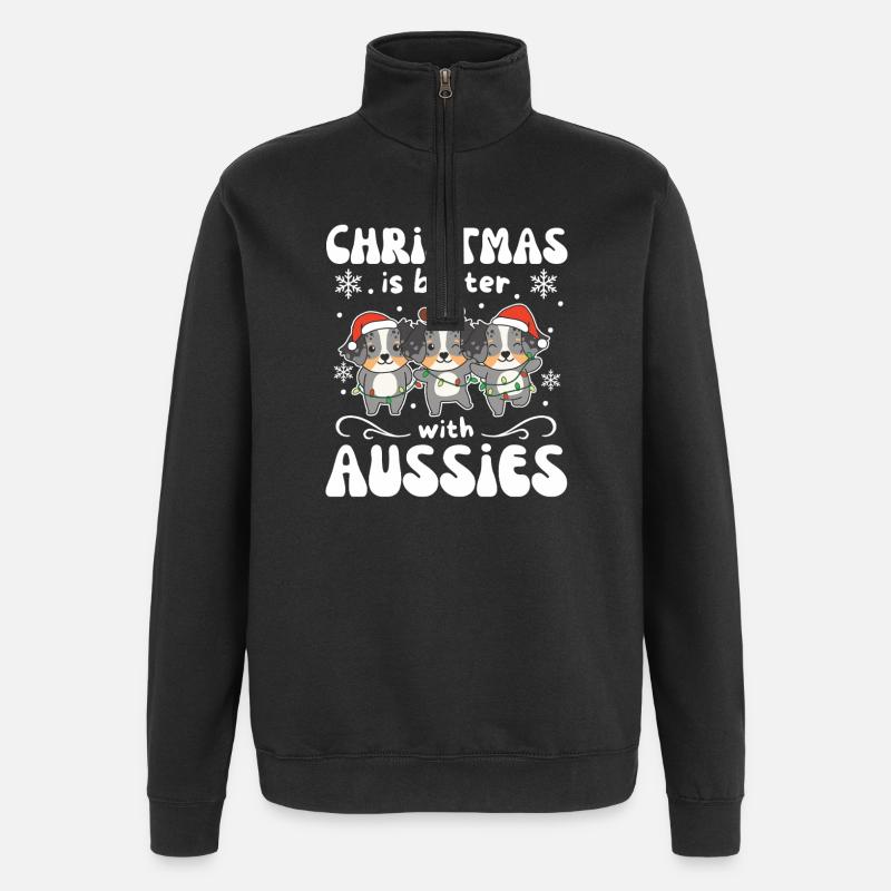 Christmas is better with Aussies - Quarter-Zip Sweatshirt - black
